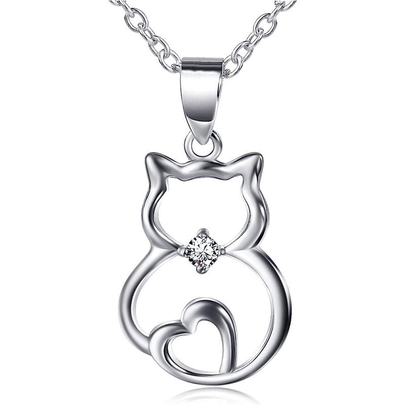 Rubi * japonês coreano simples moda novo estilo colar na moda oco gatinho bonito pingente acessórios em forma de coração