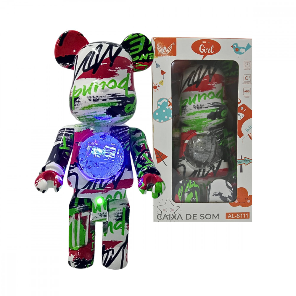 Caixa de Som Projetor Galáxia Estrelas Luminária Bluetooth URSO Bearbrick