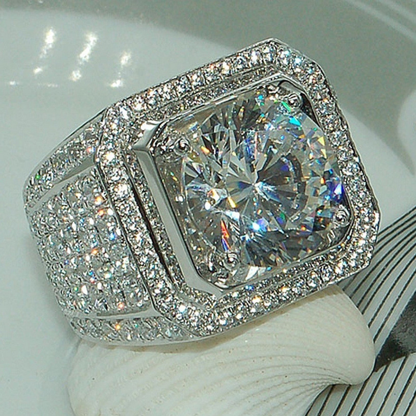 Viviane europeu americano anel masculino novo estilo dominador anel de diamante completo diamante Micro-incrustado anel 