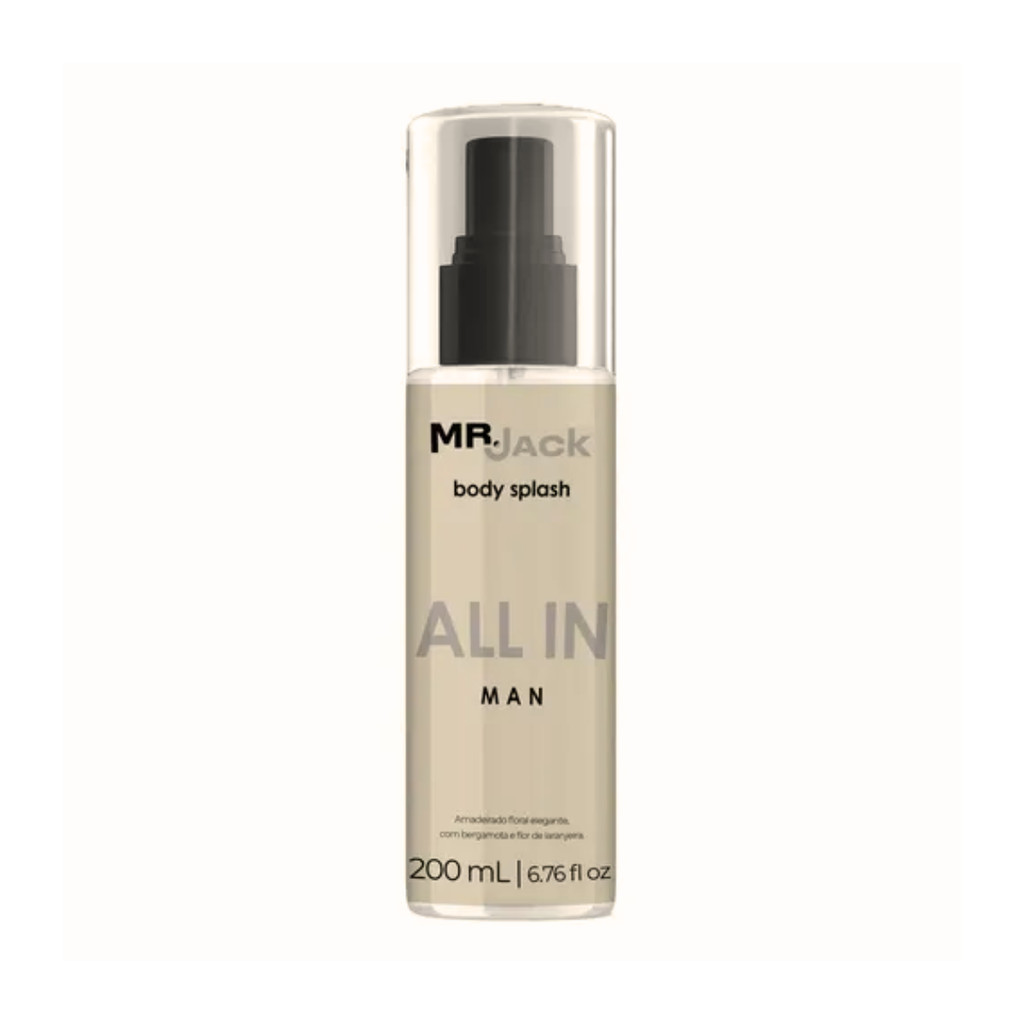Body Splash Masculino Mr. Jack All In Man Amadeirado Floral 200ml Fragrância Refrescante