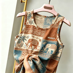 Regata Masculina Vintage Marrom Elefante Patchwork Retrô Casual Colete De Treinamento Para Academia