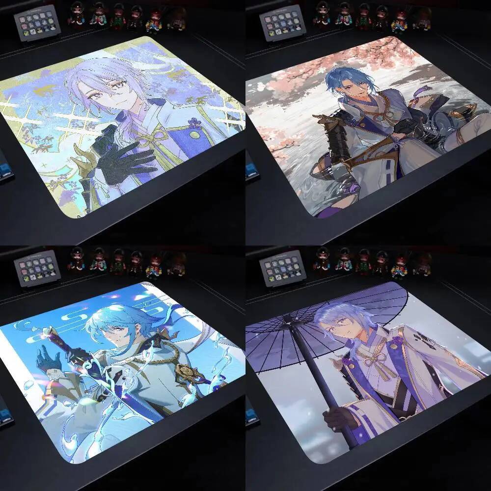 Kamisato Ayato Genshin Impacto Mouse Pad 22X18 Quadrado Acessórios Do Computador Tapetes De Mesa De Jogo De Escritório B