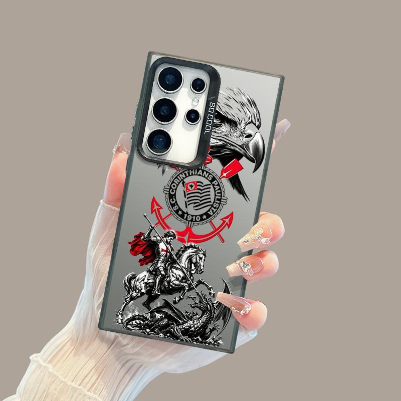 Capinha Corinthians Águia e São Jorge, Estilo Esportivo Resistente Anti‑impacto para Samsung Galaxy S25 S24 S23 S22 S21 — imagem 2 de 2