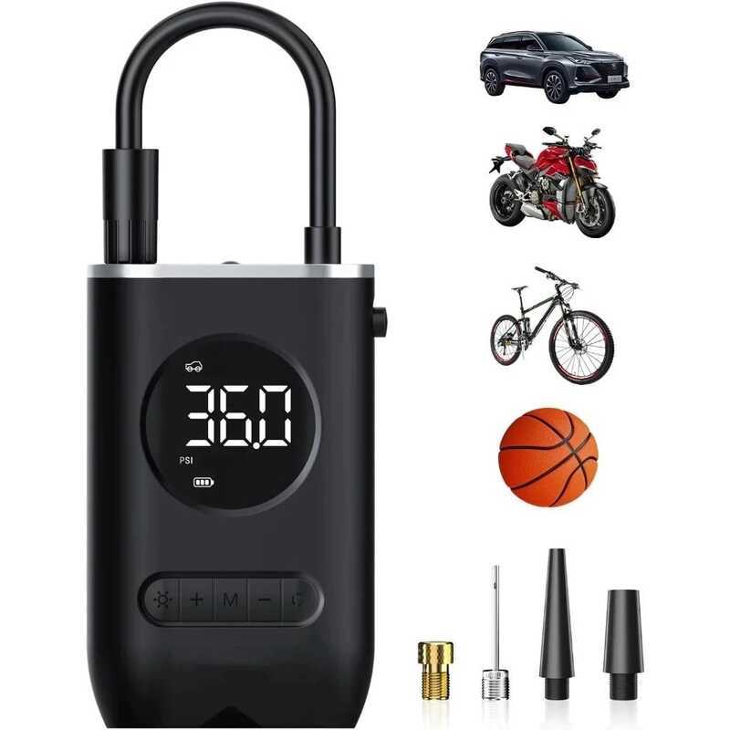 Compressor de Ar Portátil Recarregável Digital USB Inflador Pneus Carro Moto Bicicleta Bolas