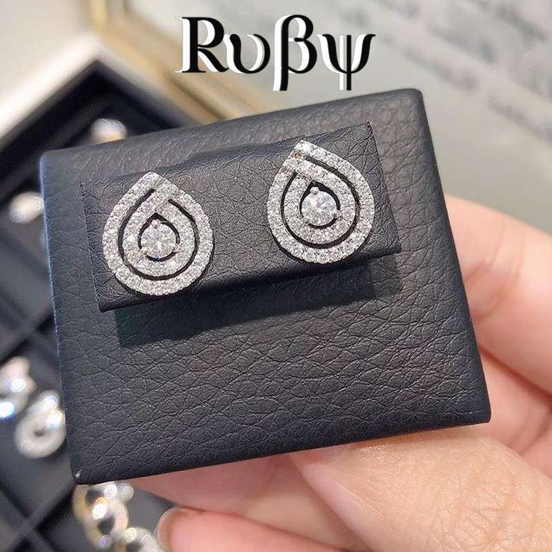 Ruby ** Coreia Dongdaemun Estilo Brincos Ocos em Forma de Gota Brincos de Diamante Moda OL All-Match Zircon Brincos Femi