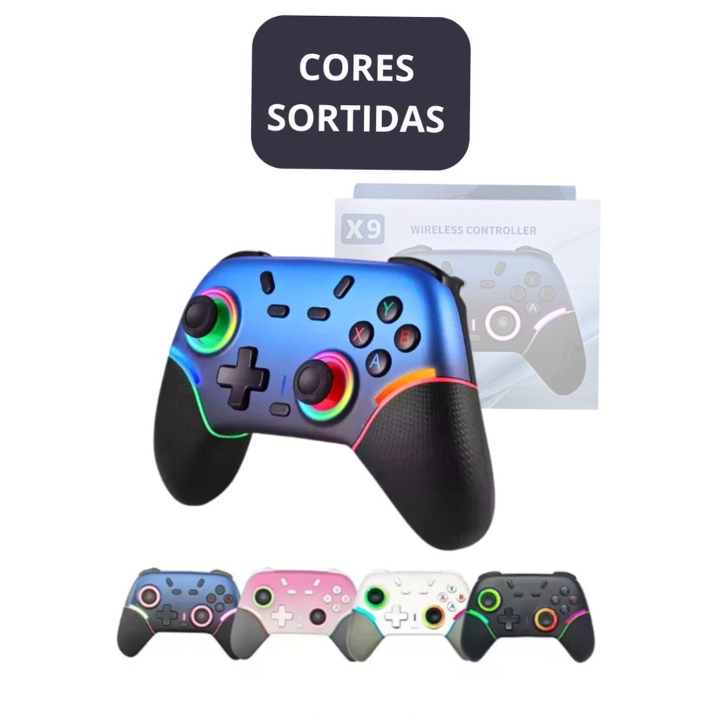 Controle Gamer Bluetooth Sem Fio Compatível Switch OLED/Lite/PC Steam com Vibração e Giroscópio