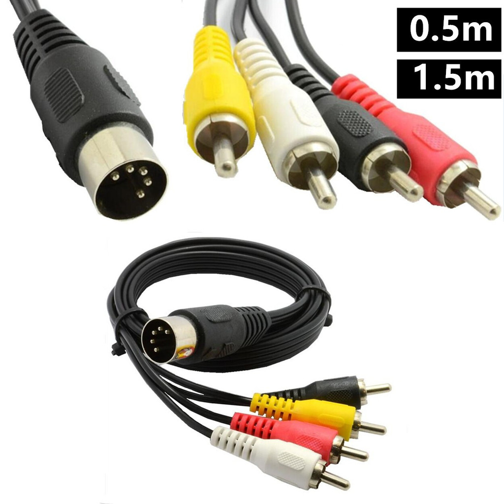 Cabo adaptador de equipamento de áudio à moda antiga de 5 núcleos DIN para 4RCA Lotus Socket Audio din 5 pinos