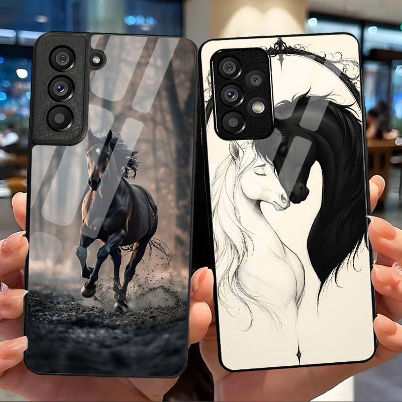 Cavalo 09 Caso De Telefone Vidro Para Samsung Galaxy S20 FE S20 Plus S21 S22 S23 S23 S24 S25 S26 Ultra Capa