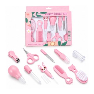 Conjunto de Bebê com 10pçs ROSA Higiene Cuidado Infantil Essencial Bpa Free