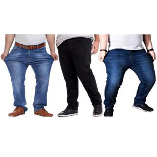 Kit 3 Calça Masculino Zíper Lycra Jeans Stretch plus size tamanho 50 52 54 56 Fabricantes Preços Especiais Venda Direta