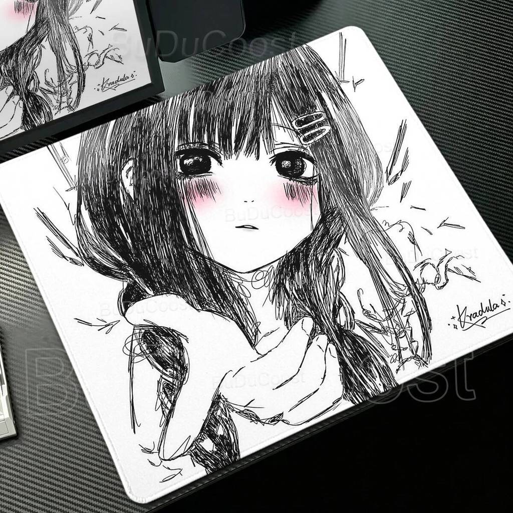 Anime Menina Estética Mouse Pad Velocidade Teclado De Jogos Tapete De Mesa Acessórios Para Computador Escritório Borrach
