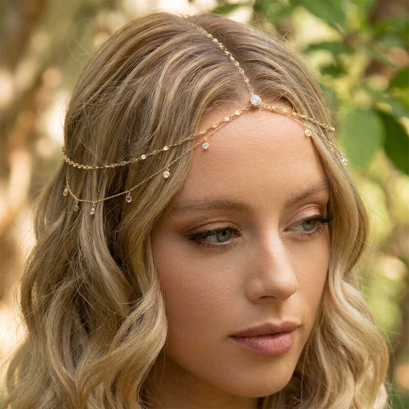 Acessórios moda estilo exótico diamante-cravejado corrente testa acessórios Headwear único nupcial bandana acessórios Al