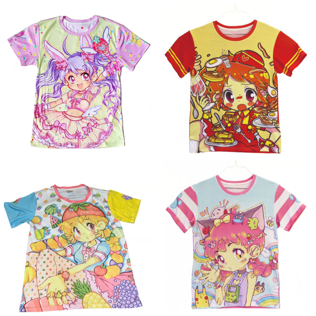 Adulto E Crianças Y2K Harajuku Estilo Doce Menina Mágica Impressão 3D Solta Camiseta Estudante Melhor Amigo Casal Topo N