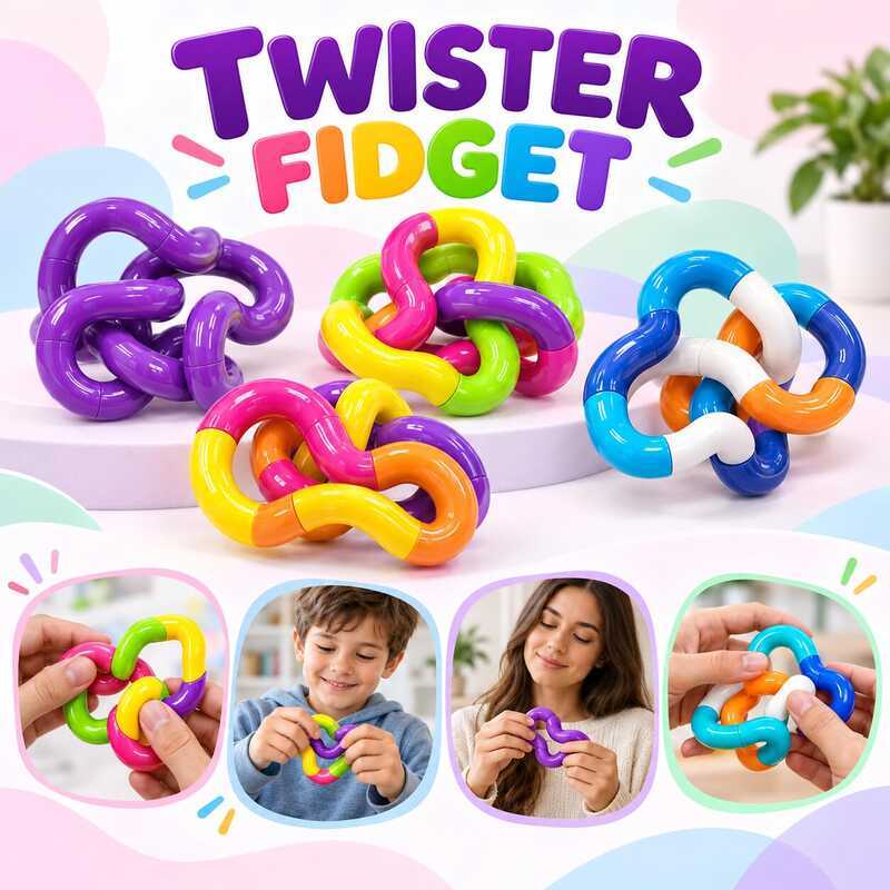 FIDGET Brinquedo De Torção Articulados Colorido Antiestresse Enrolamentos Para Adultos/ Crianças