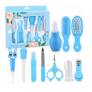 Conjunto de Bebê com 10pçs AZUL Higiene Cuidado Infantil Essencial Bpa Free