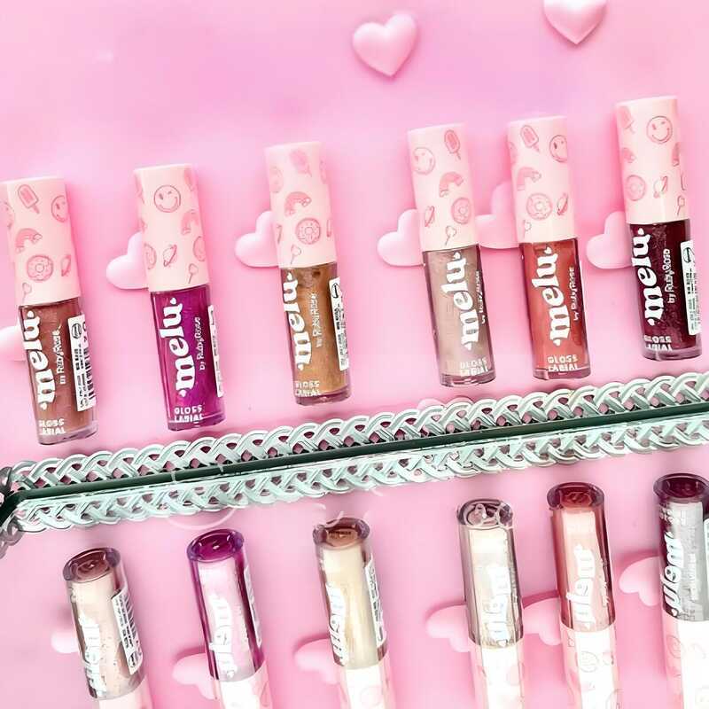 Best Lip Gloss Melu By Ruby Rose - Bolo de Nozes, Sonho, Banoffee, Papaya RR, Churros - Com Brilho F8235