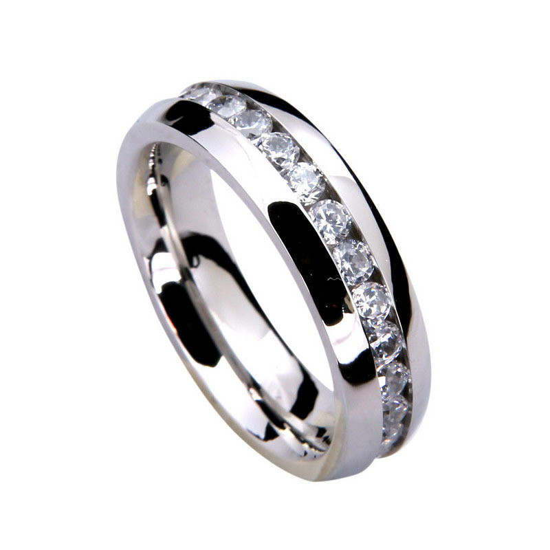 Anel de moda rubi anel de diamante de fileira única eaby joia de anel de diamante completo
