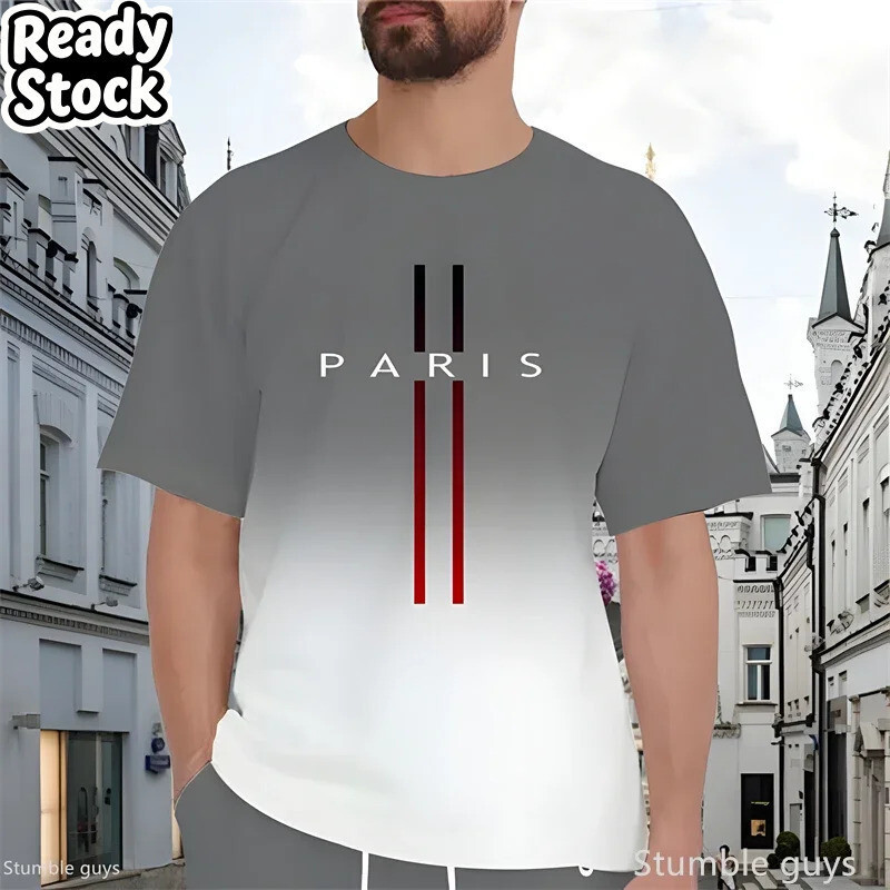 Verão Masculino Tamanho Grande Moda Retro T Solto Manga Curta Tecido Respirável Oversized Esportes 3D De Streetwear