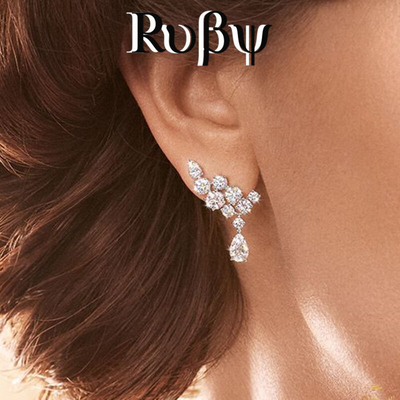 Ruby * versão coreana brincos de moda Flash diamante Popular folha borla brincos em forma de folha brincos de gota de ág