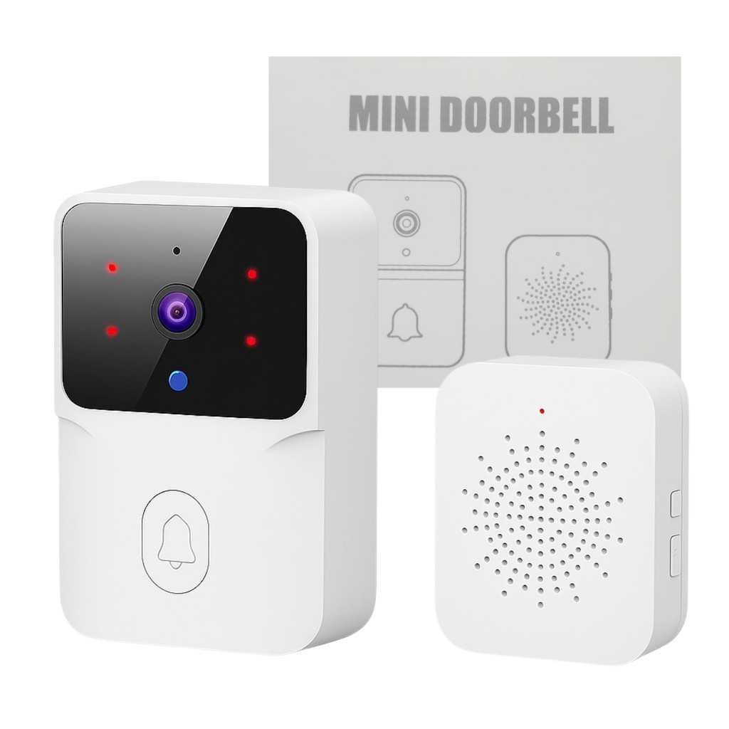 Campainha Inteligente Sem Fio Wi-Fi Com Câmera Vídeo HD Visão Noturna Interfone Celular Mini Segurança Residencial