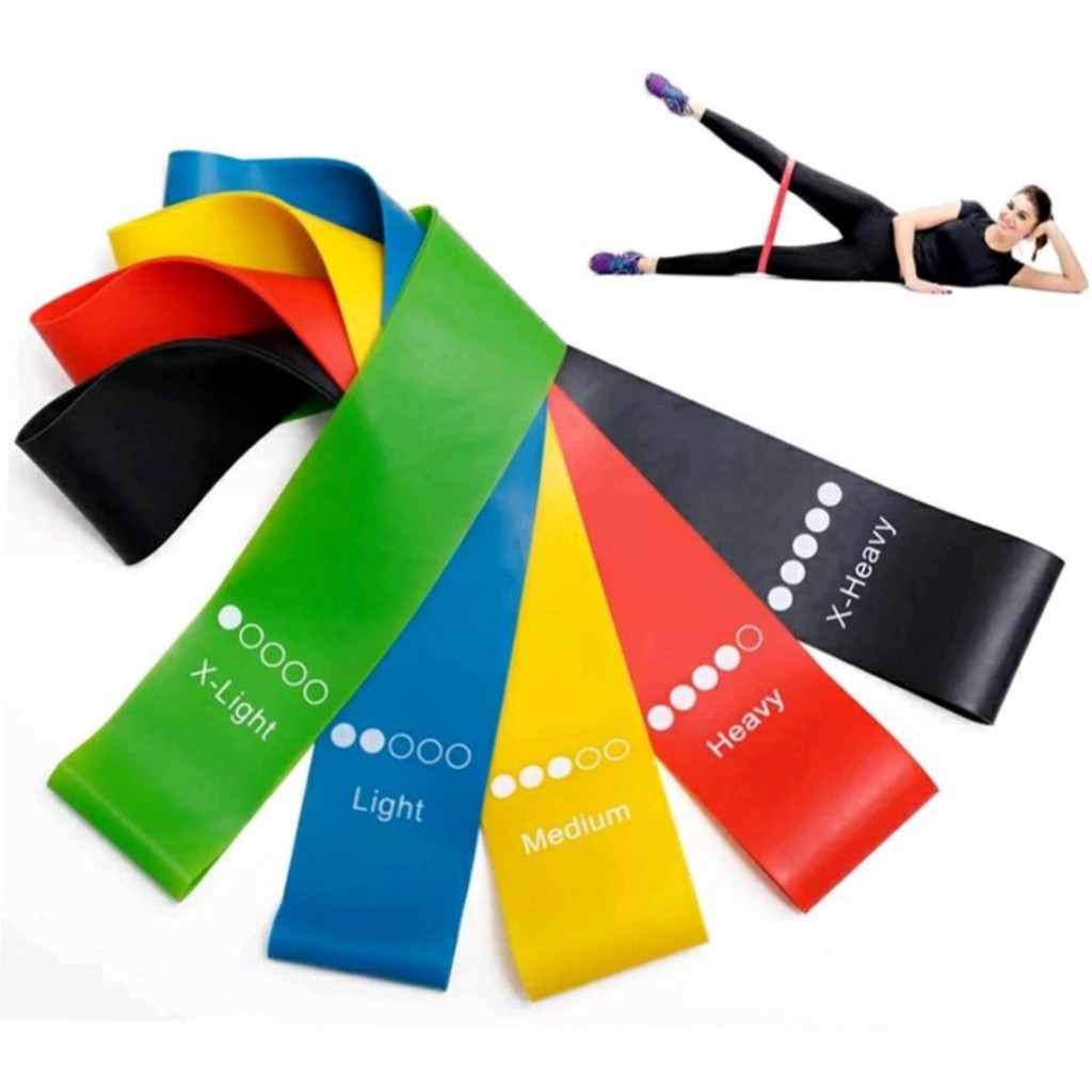 Conjunto 5 Faixas Elásticas Mini Band – Treino em Casa, Funcional e Fisioterapia