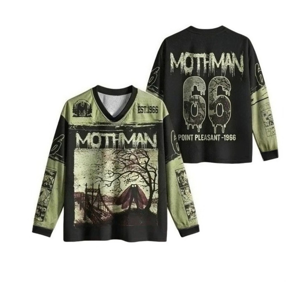 Camiseta Masculina De Manga Comprida Com Decote Em V Impressa 3D Padrão De Monstro De Terror Primavera-Outono Esportes D