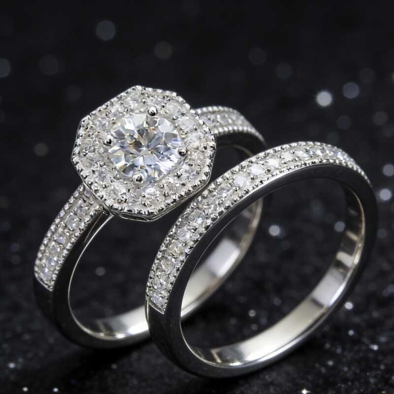 Lindo anel cheio de diamantes casal princesa redondo anel de diamante moda luxo anel de noivado presentes femininos