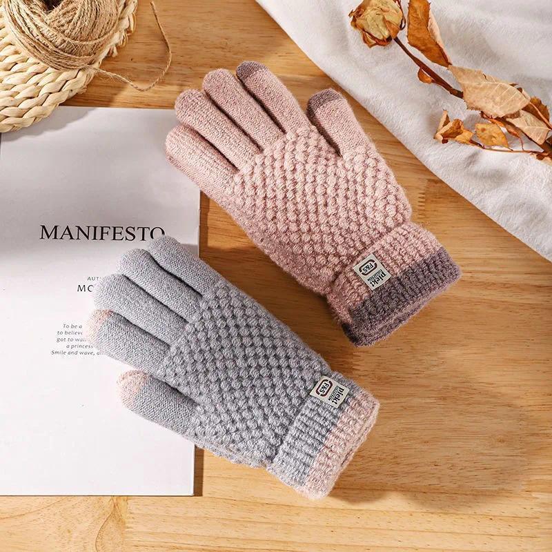 Novas Luvas Masculinas Quentes de Dedo Inteiro para o Inverno, Luvas Touchscreen com Forro de Lã, Luvas Femininas Espess