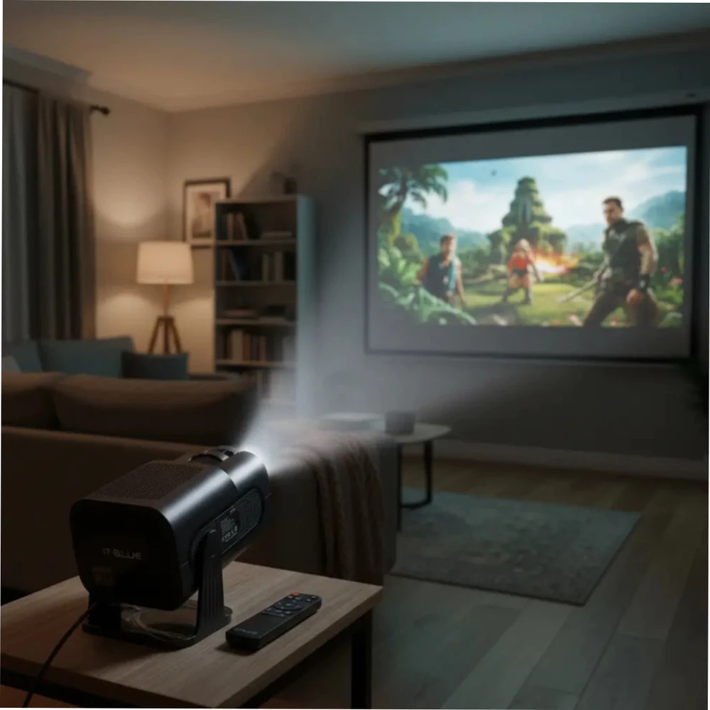 Preto - Projetor Portátil HY 320 Mini LED Full HD Cinema Casa USB HDMI - BM-F1121B