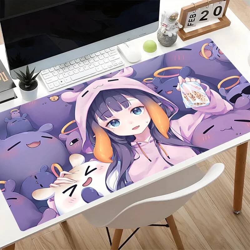 Tapete De Rato De Borracha Natural kawaii Anime Mesa Acessórios De Jogos De Computador Hololive La Escuridãos Mousepad J