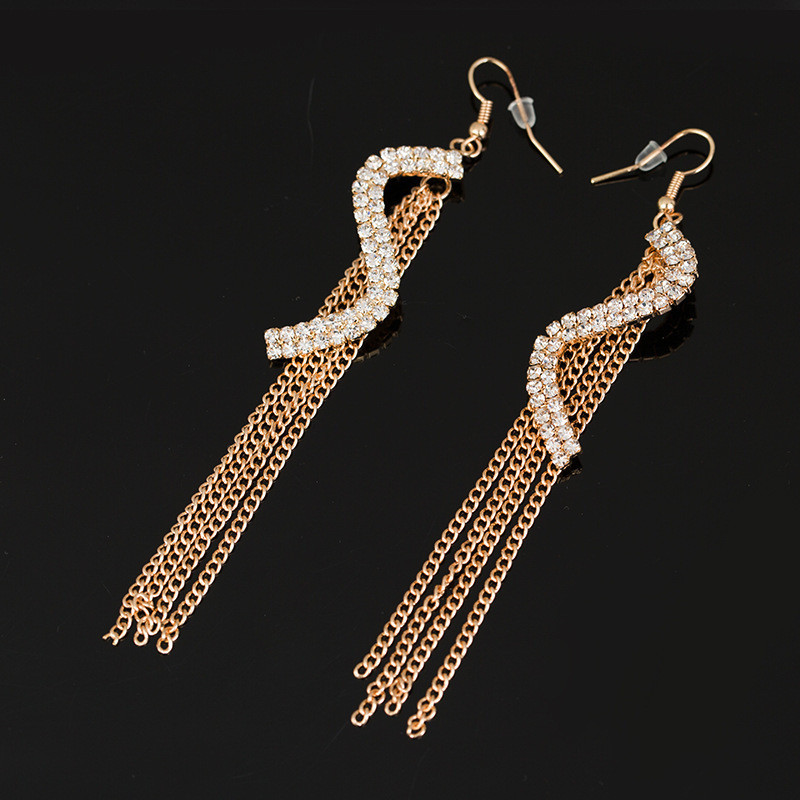 R RUBY * Versão Coreana Brincos Brincos de Diamante Strass Borla Brincos Femininos Brincos de Palco E109