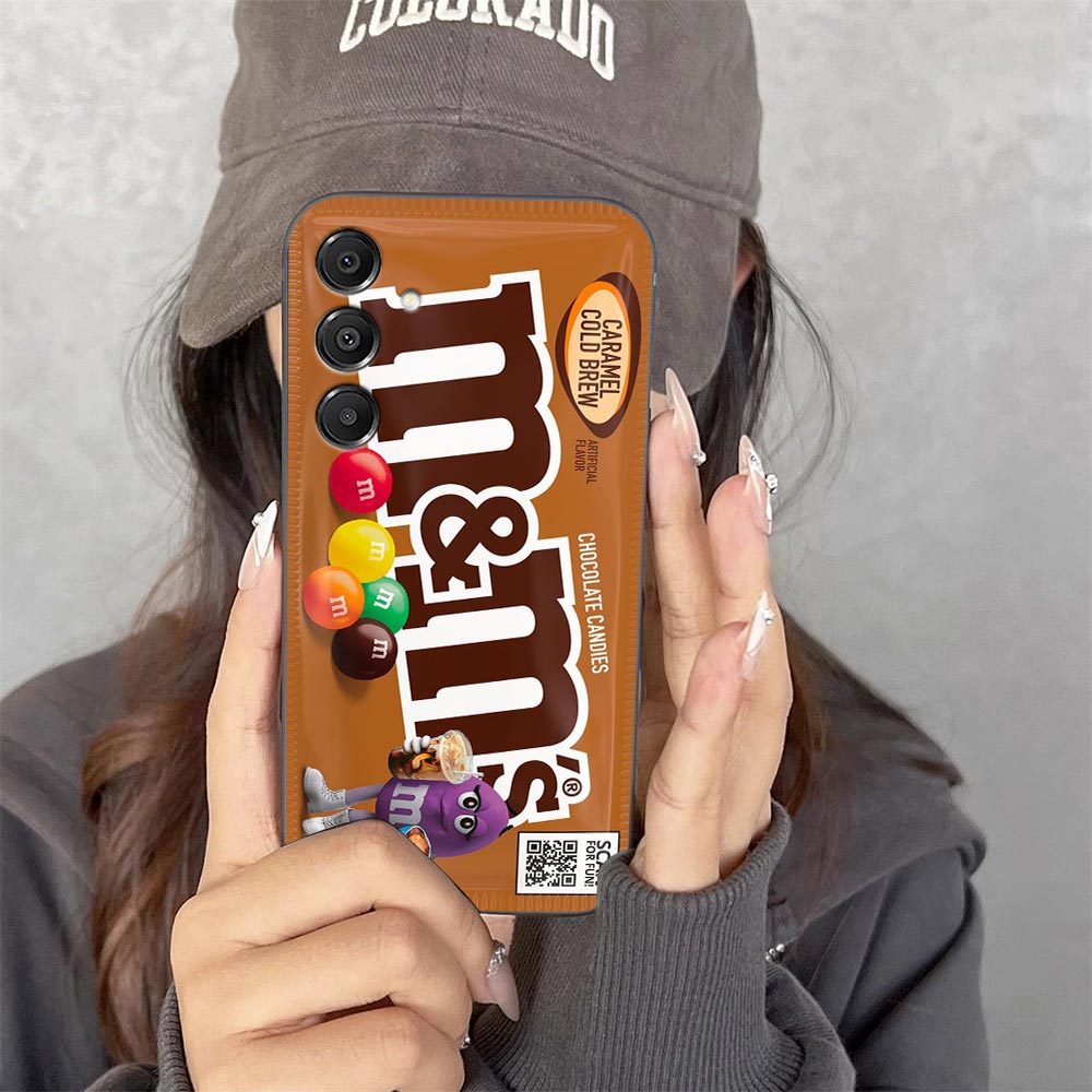 Capa De Telefone M & Com Rosto De Feijão De Chocolate Para Samsung Galaxy A14 A15 A16 A17 A22 A23 A26 A27 A32 A35 A36 A3