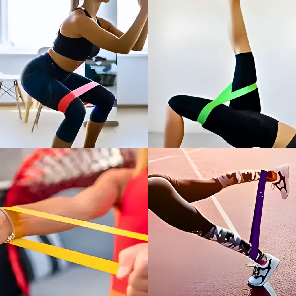 Kit 5 Faixas Elásticas de Resistência Fitness Academia Treino Funcional Alongamento