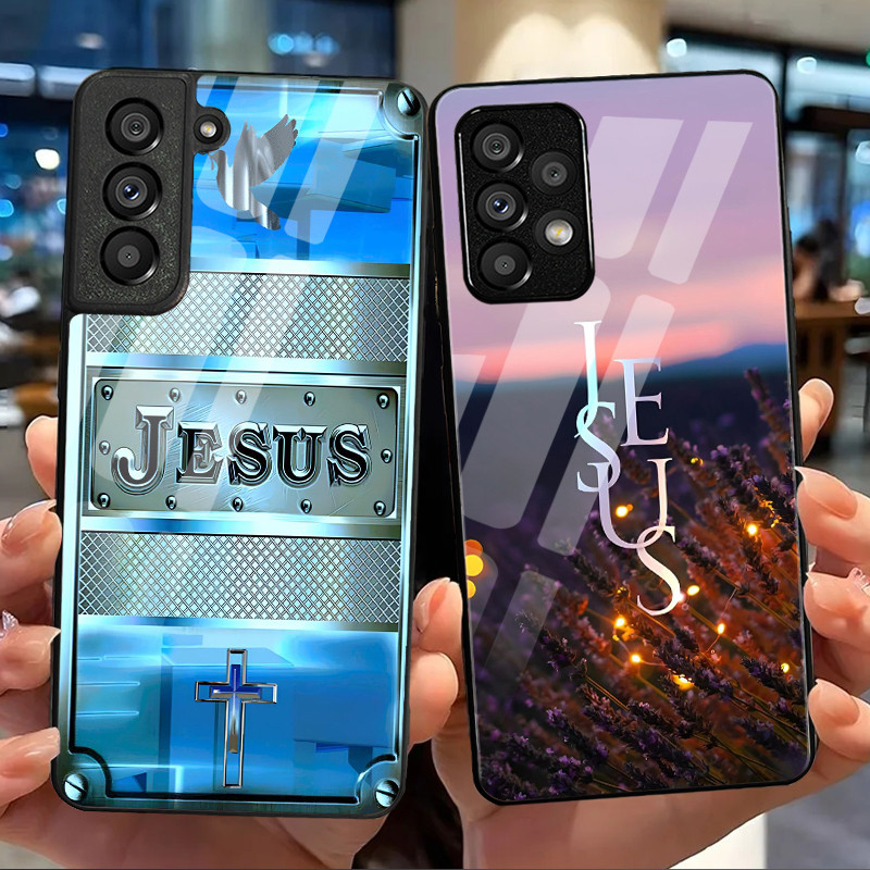 jesus 01 Capa De Telefone De Vidro Para Samsung Galaxy S20 FE S20 Plus S21 S22 S23 S23 S24 S25 S26 Ultra