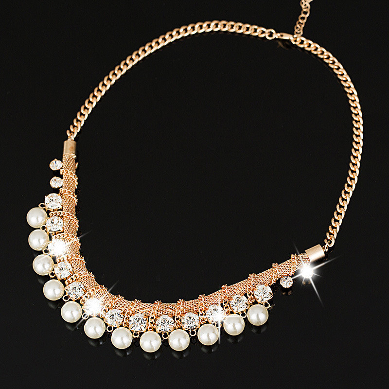R RUBY * Novo estilo de pérola colar longo suéter corrente acessórios de moda diamante pérola estilo étnico colar N090