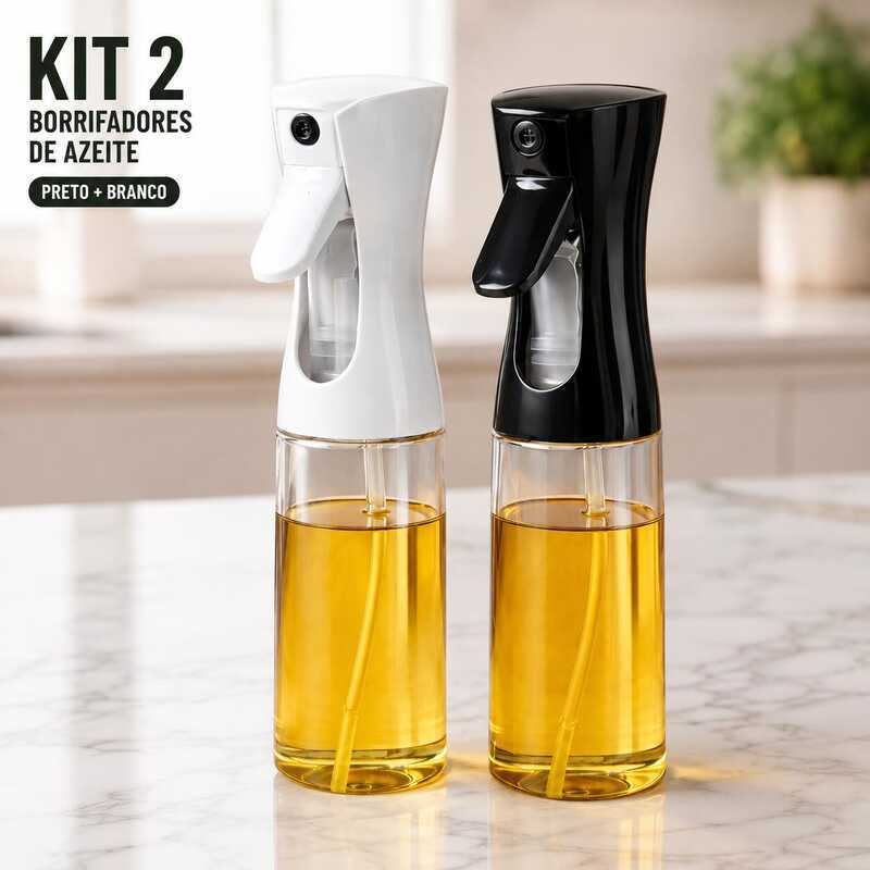 Kit Galheteiros Spray 220ml Borrifador de Azeite e Óleo para Saladas Churrasco Air Fryer Cozinha