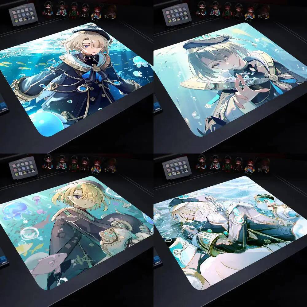 Freminet Genshin Impacto Mouse Pad 22X18 Quadrado Acessórios De Computador Tapetes De Mesa De Jogo De Escritório Borrach