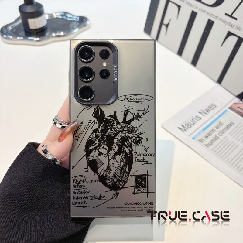 Capa Protetora Coração Cinza Para Samsung A05 A06 A15 A17 A25 A35 A55 S22 S23 S24 S25 S26 Ultra