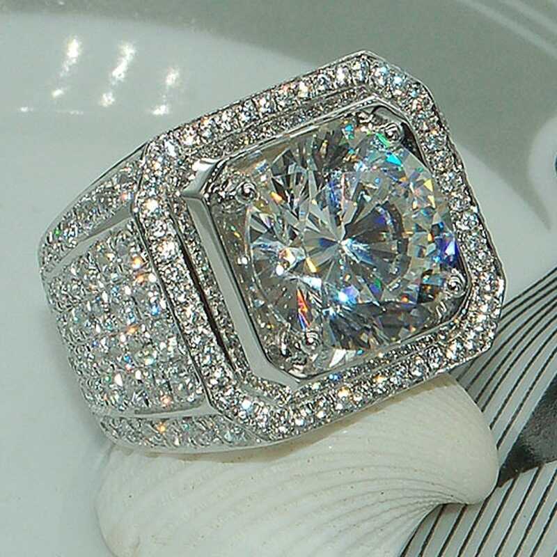 Anel de moda novo estilo dominador anel de diamante masculino cheio de diamante Micro-incrustado anel presente