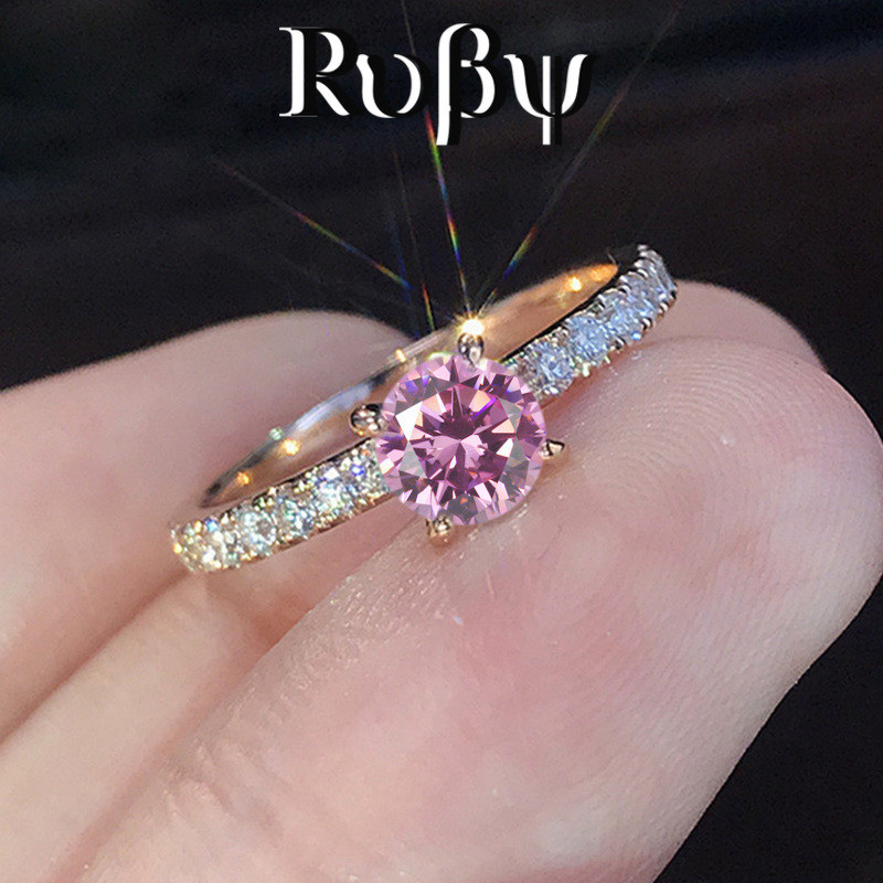 Anel de casamento banhado a cobre de zircônia simples anel de noivado imitação de diamante anel de ouro branco