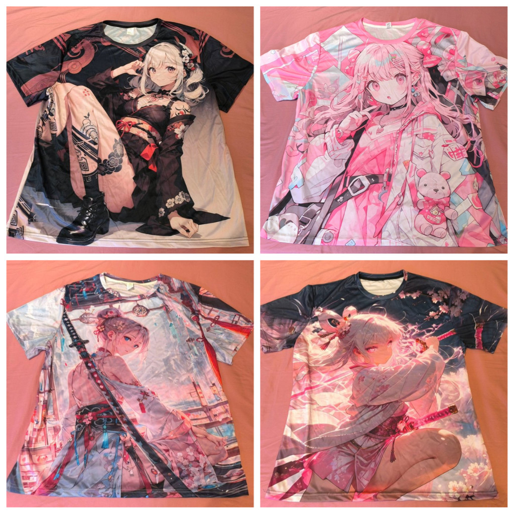 Camiseta Estilo Harajuku Para Meninas De Combate Adultos E Crianças ! Impressão Completa 3D Pink Blade Warrior , Estétic