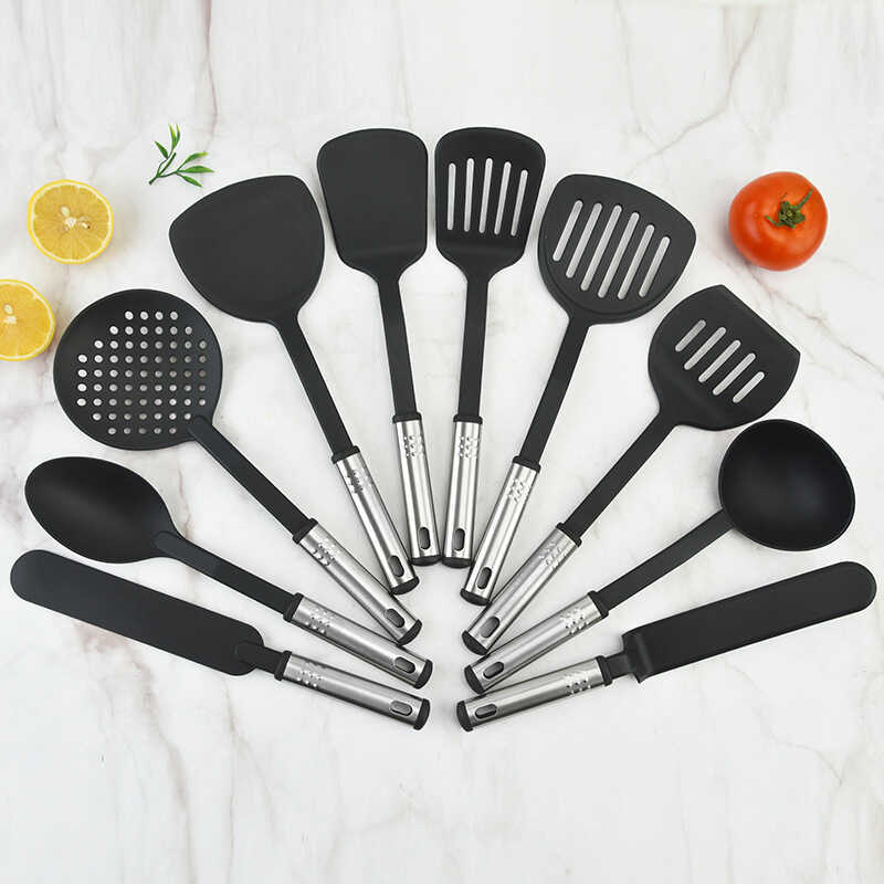 Utensílios de cozinha domésticos conjunto de nove peças utensílios de cozinha de cozinha alça de aço inoxidável espátula