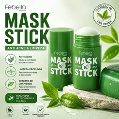 Máscara Facial Stick Chá Febella Argila Verde Ajuda Remover Cravos e Controlar a Oleosidade MGS10101