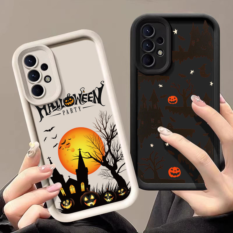Capa De Lua Do Castelo De Halloween Para Samsung A57 A56 A55 A37 A36 A35 A53 A54 5G A73 A34 A07 Macia A25 A22 A23 A14 A1