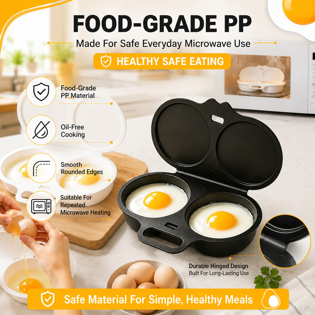 Grau Alimentício Plástico Microondas Cozinhar Ovos Vapor Conveniente Cozinha Molde Ovo Poacher Gadgets Frito Ferramenta