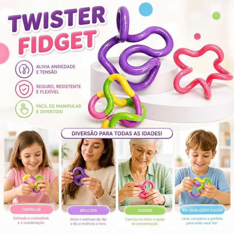 FIDGET Brinquedo De Torção Articulados Colorido Antiestresse Enrolamentos Para Adultos/ Crianças