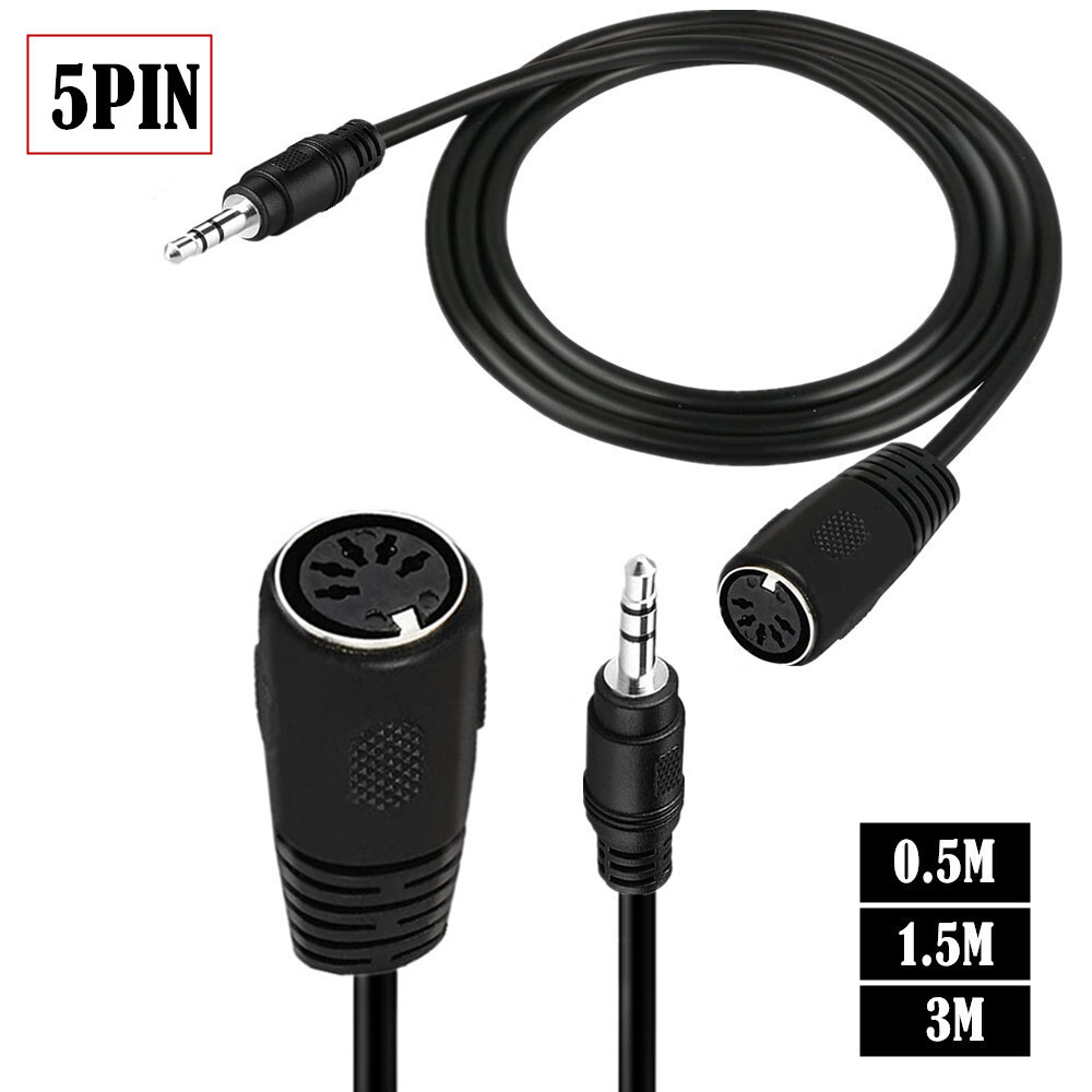 Cabo MIDI DIN 5PIN 3.5 macho para DIN 5P fêmea plugue de áudio para cabo adaptador MIDI áudio