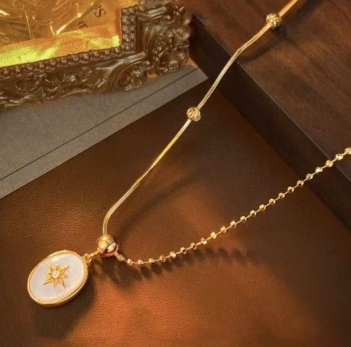 20 colar Natural curvo Fritillary 18K estrela de oito pontas colar luz francesa luxo Retro nicho moda High-End clavícula