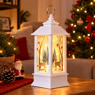 Lanterna Decorativa de Natal com LED, a Pilha, COR BRANCA