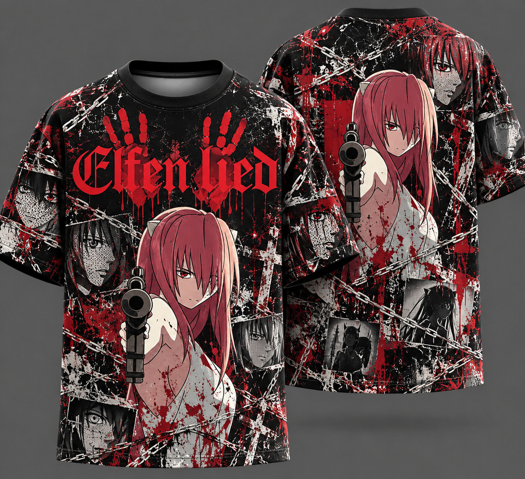 Elfen Lied Vintage Camiseta Unissex Cantor Masculino T Camisa Nova Oversized Unisex Streetwear Na Moda Respirável Macio